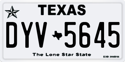 TX license plate DYV5645