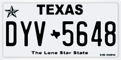 TX license plate DYV5648