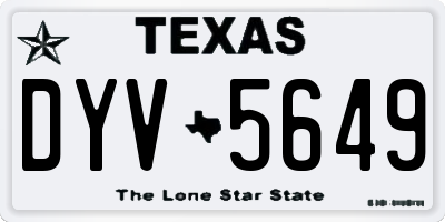TX license plate DYV5649