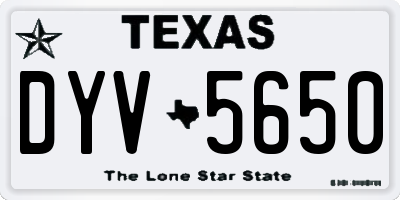 TX license plate DYV5650