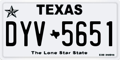 TX license plate DYV5651