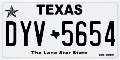 TX license plate DYV5654