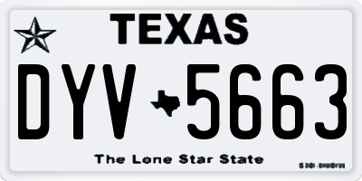 TX license plate DYV5663