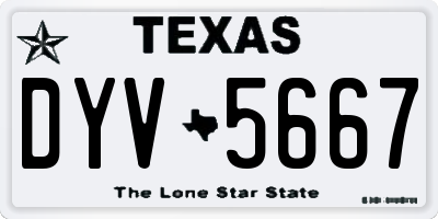 TX license plate DYV5667