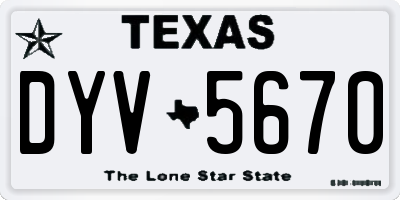 TX license plate DYV5670
