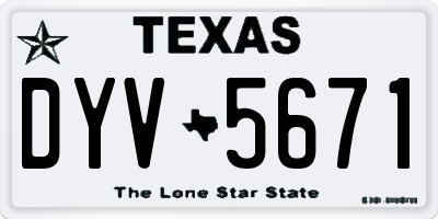 TX license plate DYV5671