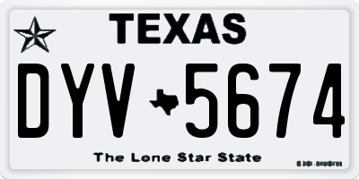 TX license plate DYV5674