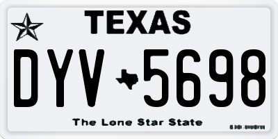 TX license plate DYV5698