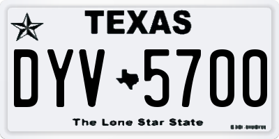 TX license plate DYV5700