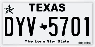 TX license plate DYV5701