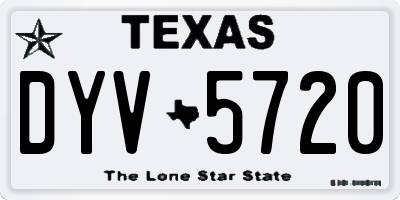 TX license plate DYV5720