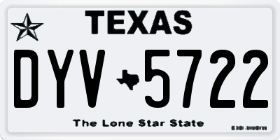TX license plate DYV5722