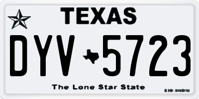 TX license plate DYV5723