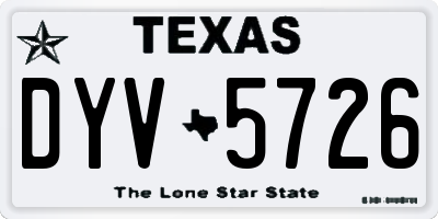 TX license plate DYV5726