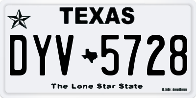 TX license plate DYV5728