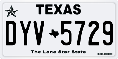 TX license plate DYV5729