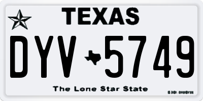 TX license plate DYV5749