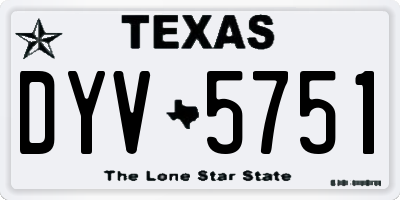 TX license plate DYV5751
