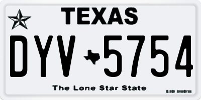 TX license plate DYV5754