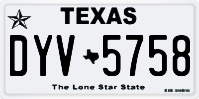 TX license plate DYV5758