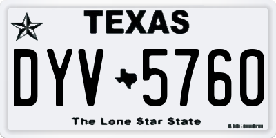 TX license plate DYV5760