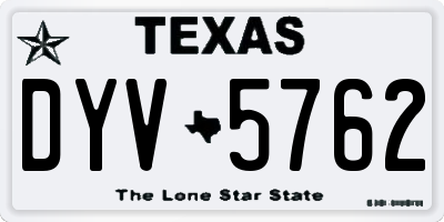 TX license plate DYV5762