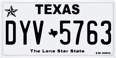 TX license plate DYV5763