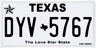 TX license plate DYV5767