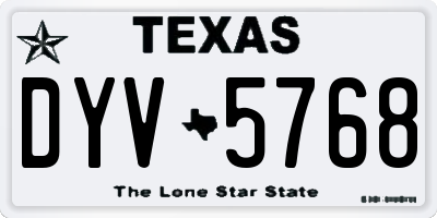 TX license plate DYV5768