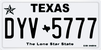 TX license plate DYV5777