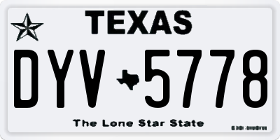 TX license plate DYV5778