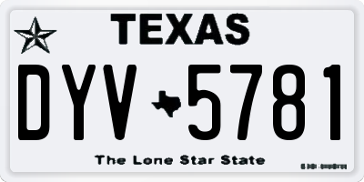 TX license plate DYV5781