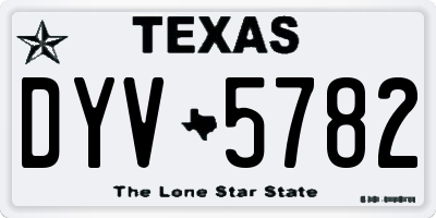 TX license plate DYV5782