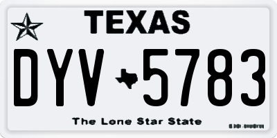 TX license plate DYV5783