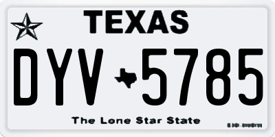 TX license plate DYV5785