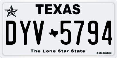 TX license plate DYV5794