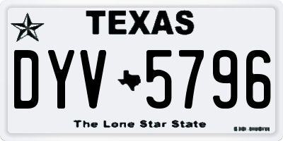 TX license plate DYV5796