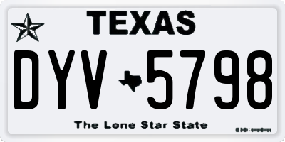 TX license plate DYV5798