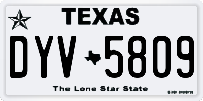 TX license plate DYV5809
