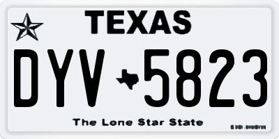 TX license plate DYV5823