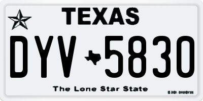 TX license plate DYV5830