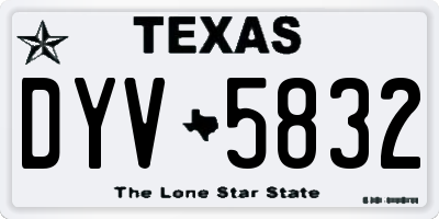 TX license plate DYV5832