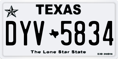 TX license plate DYV5834