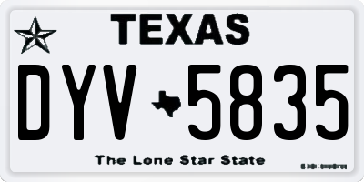 TX license plate DYV5835