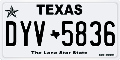 TX license plate DYV5836