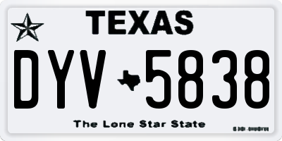 TX license plate DYV5838