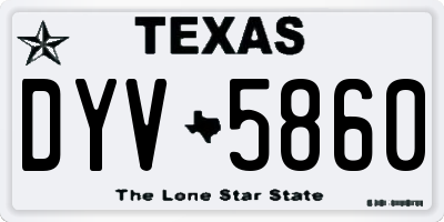 TX license plate DYV5860
