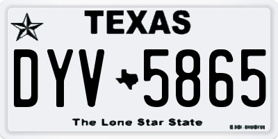 TX license plate DYV5865