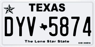 TX license plate DYV5874