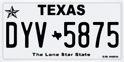 TX license plate DYV5875